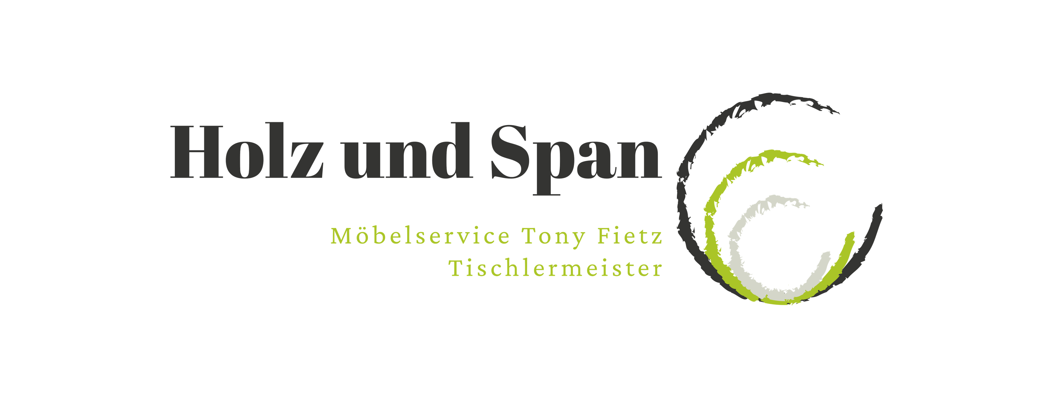 Firmenlogo von der Firma Holz und Span mit drei Spänen in den farben grau, grün und weiß